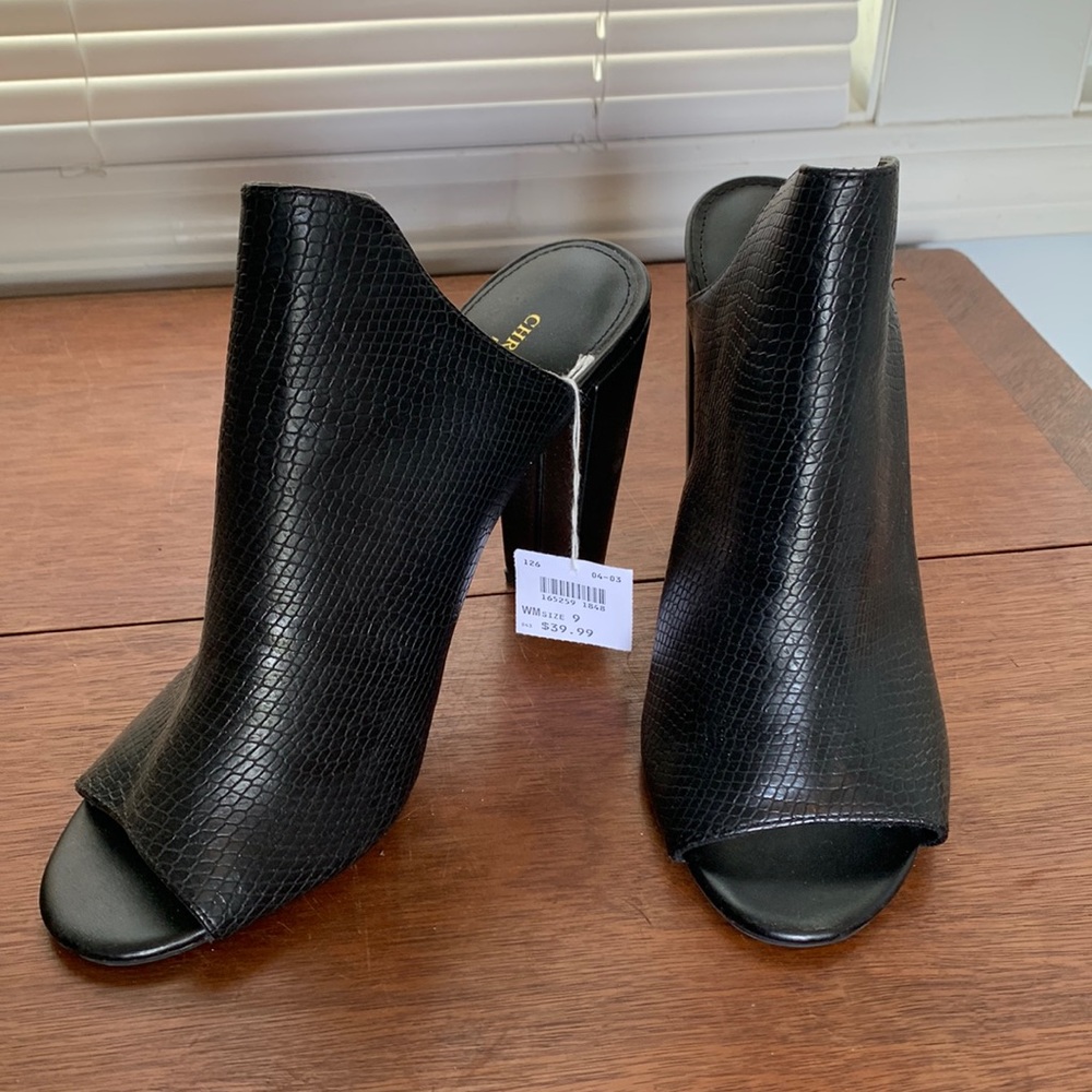 Christian Siriano for Payless, jet black snake skin pumps